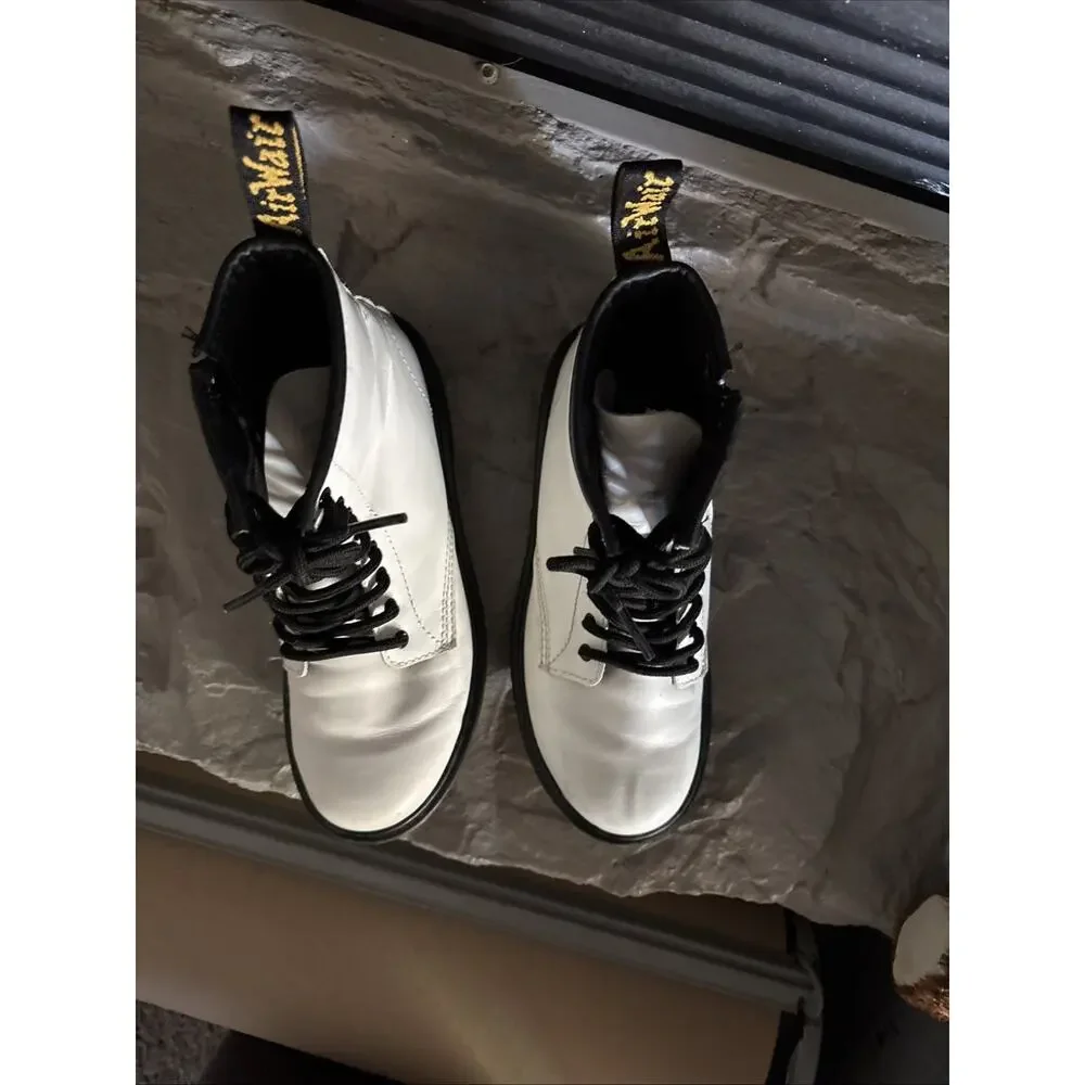 Dr. Martens Dr Quad Jadon Women's White Leather Platform Lace Up Boots 3 UK 5 US
